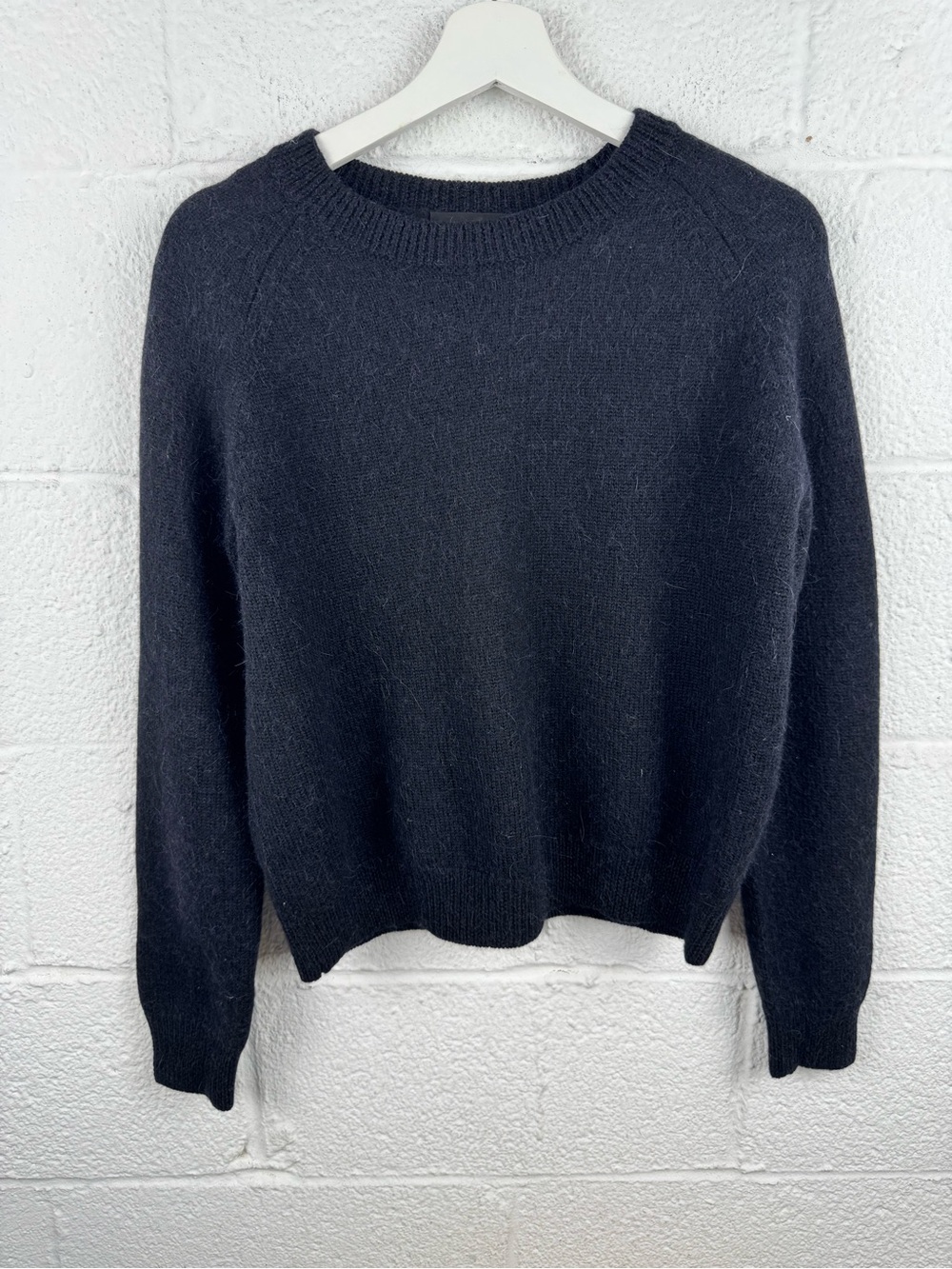 Nili Lotan Black Merino Wool Baby Alpaca Crewneck Sweater L